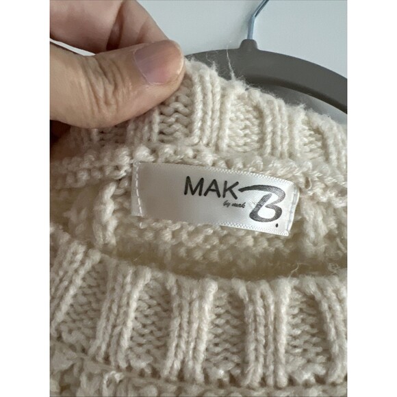 Mak B. by Mak Women Beige Knit Pullover Sweater Size M Fisherman - Picture 2 of 5